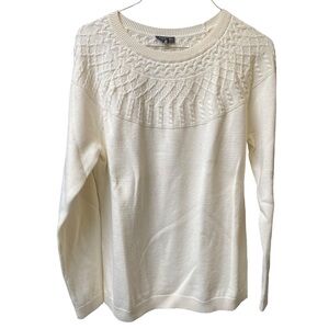Talbots Cable Knit Sweater Off White Size Large Petite